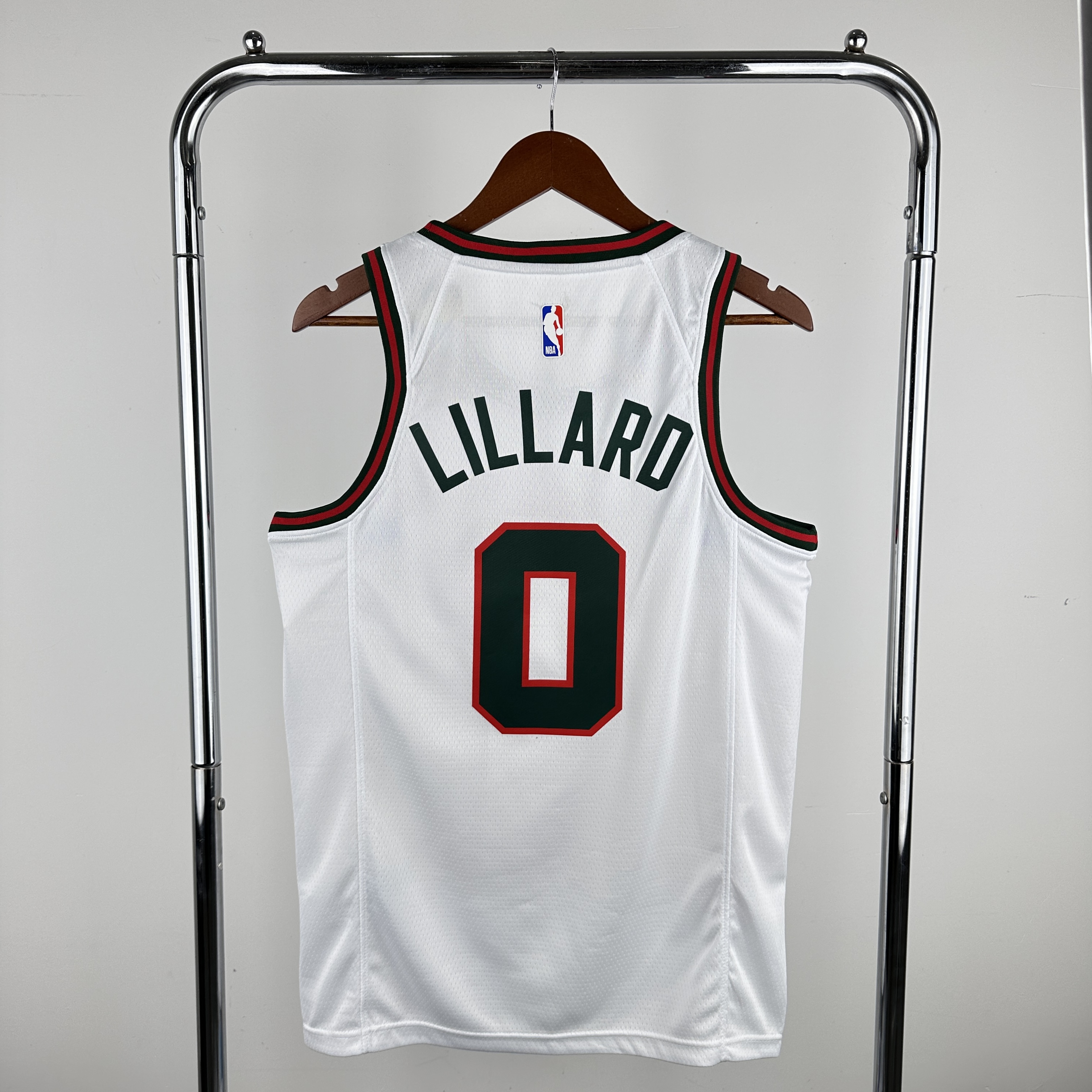 Men Milwaukee Bucks #0 Lillard White Throwback Nike 2024 NBA Jersey